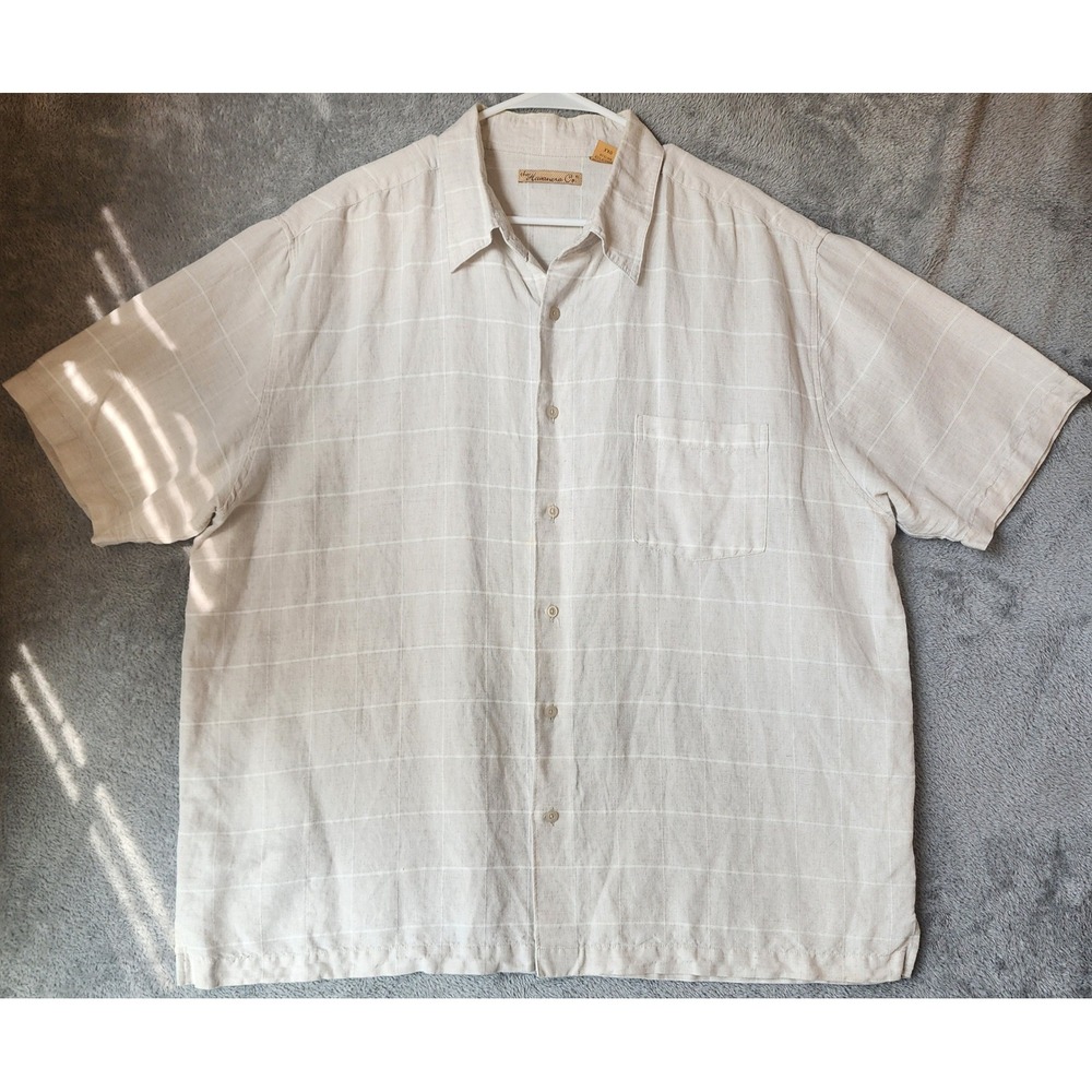 The Havanera Co Shirt Mens XXL Beige Short Sleeve Button Down Linen Blend